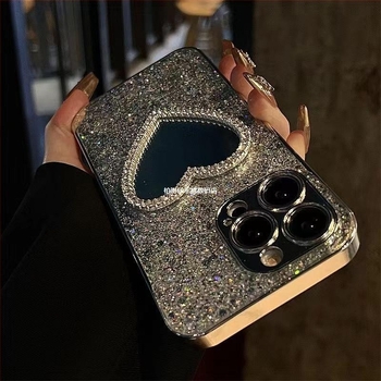 Elektroplatirana šljokicasta maskica za mobitel s galvaniziranim ljepilom i retuširanjem, ogledalo, zaštitna maskica za mobitel za iPhone 15Pro 16Promax Apple 12 sa šljokicama