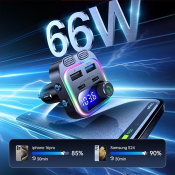 Novi automobilski Bluetooth FM player sa šarenim svjetlom atmosfere, automobilski Bluetooth MP3 player PD30W+Qc18W