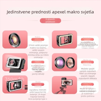 Proizvođač veleprodaje mobilnih telefona makro svjetlo za popunjavanje visoke rezolucije tetovaža obrva trepavice sukulentna manikura nakit od kukaca snimanje uživo