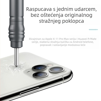 Rastavljanje stražnje školjke, zlatna olovka za pjeskarenje, artefakt udarca na zaslonu mobitela za staklenu stražnju masku Apple kamere