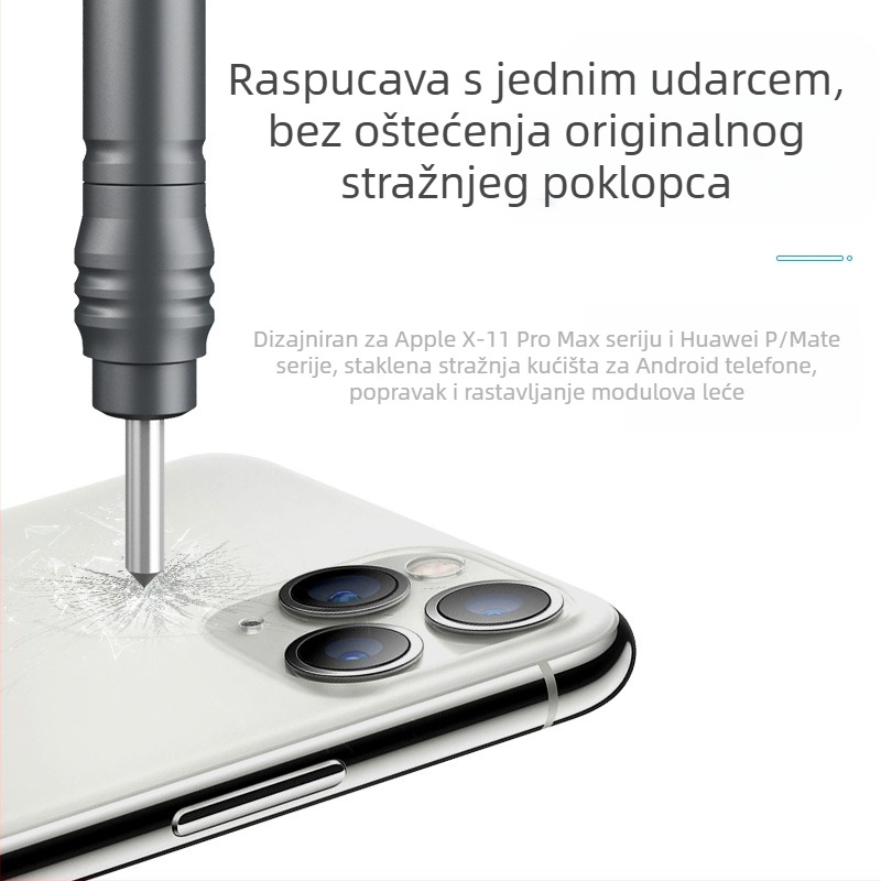 Rastavljanje stražnje školjke, zlatna olovka za pjeskarenje, artefakt udarca na zaslonu mobitela za staklenu stražnju masku Apple kamere