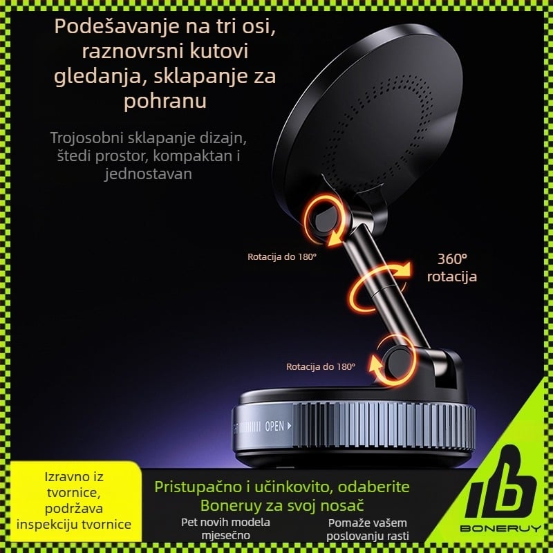 Boneruy auto punjač za bežično punjenje, nosač za vakuumsku adsorpciju, stolni nosač, uredski navigacijski nosač za automobil