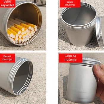 Kutija za cigarete velikog kapaciteta, 80 komada, okrugla cijev, zatvorena, otporna na vlagu, aluminijska kutija za cigarete, gruba i fina cigareta, univerzalni cilindar za cigarete