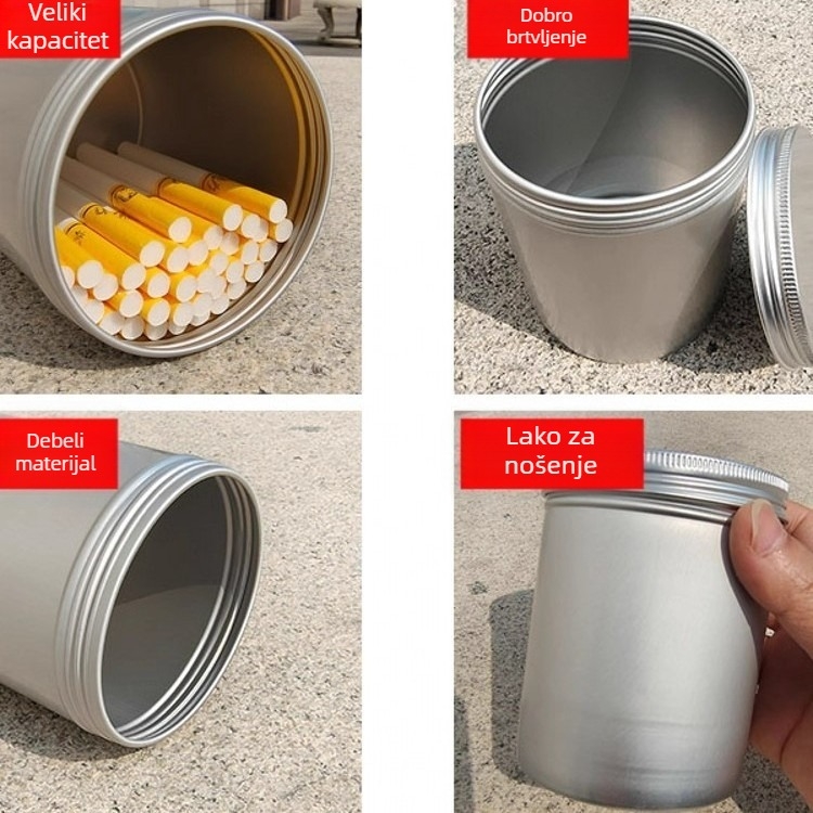 Kutija za cigarete velikog kapaciteta, 80 komada, okrugla cijev, zatvorena, otporna na vlagu, aluminijska kutija za cigarete, gruba i fina cigareta, univerzalni cilindar za cigarete