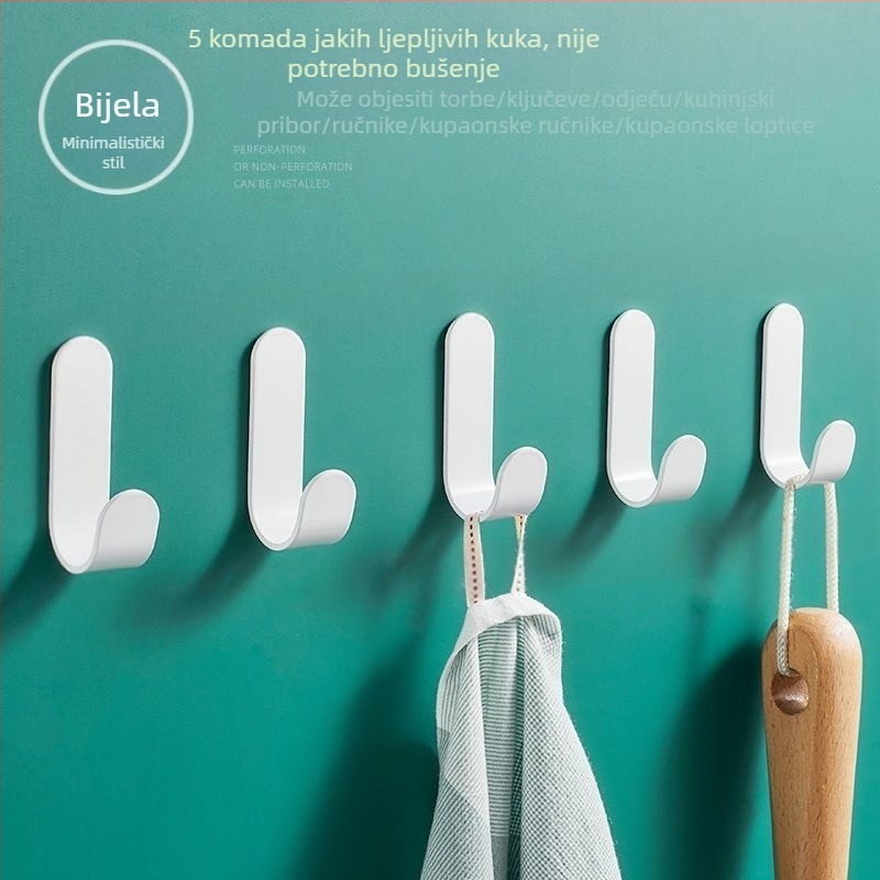Kuka za vješalicu za odjeću, Kuka za odjeću bez bušenja iza vrata, Kuka za vješalicu za kupaonicu s ljepilom, Držač za slušalice