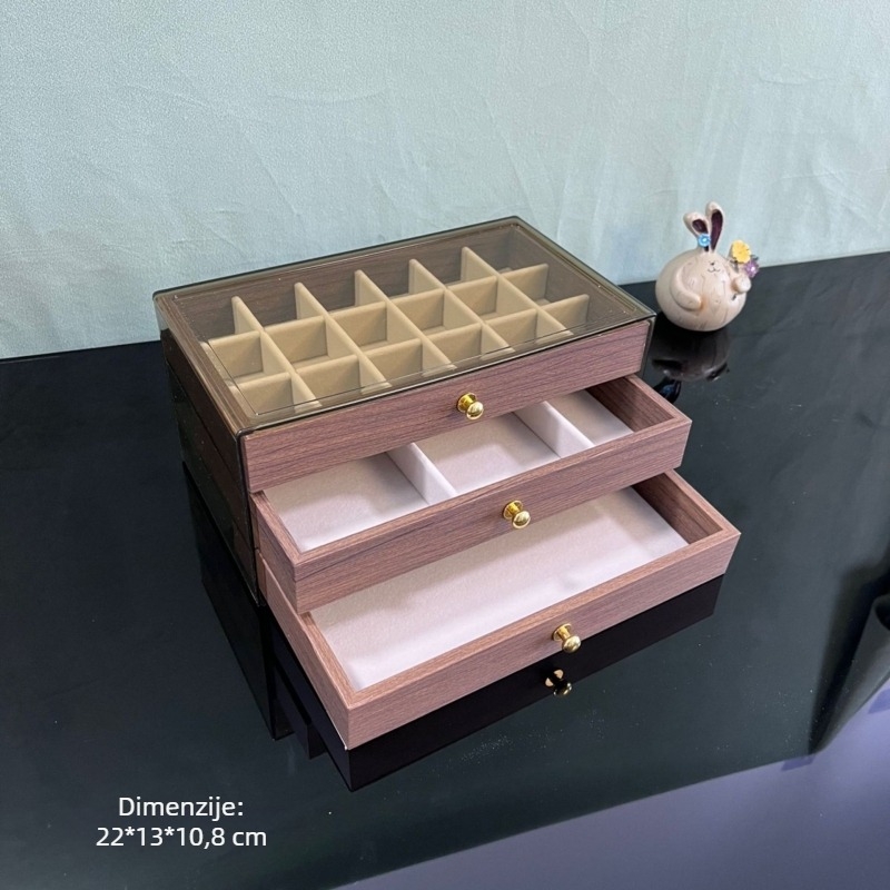 Kutija za nakit od oraha, stolna retro kutija za pohranu nakita, kutija za nakit s više mreža, kutija za nakit za naušnice, ogrlicu, kutija za pohranu nakita