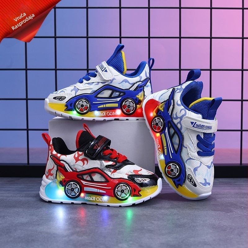 Dječje svjetleće cipele za dječake, ležerne cipele s crtanim motivima, proljetne i jesenske cipele za nove bebe, kožne svestrane dječje tenisice