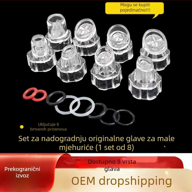 Mali usisni nastavak za mjehuriće, potrošni materijal za čišćenje, vodik i kisik, mala kristalna glava, gumeni prsten, zamjenska glava, pribor za kozmetičke instrumente za pomlađivanje i ljepotu kože