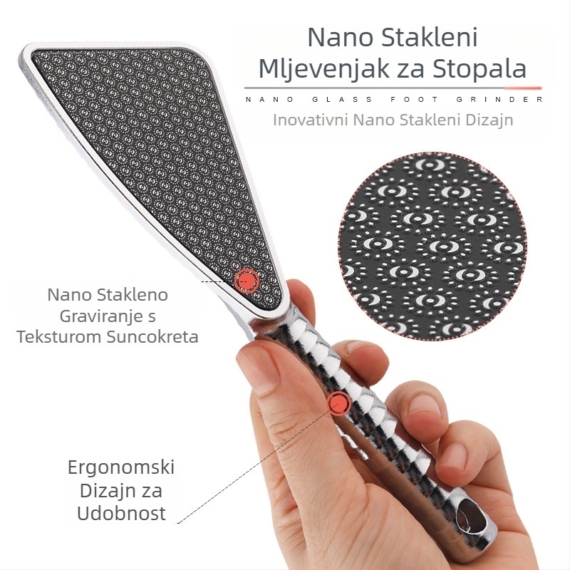 Prijenosni sa staklenom pločom za stopala, kamen za trljanje pete, alat za njegu stopala, alat za njegu stopala