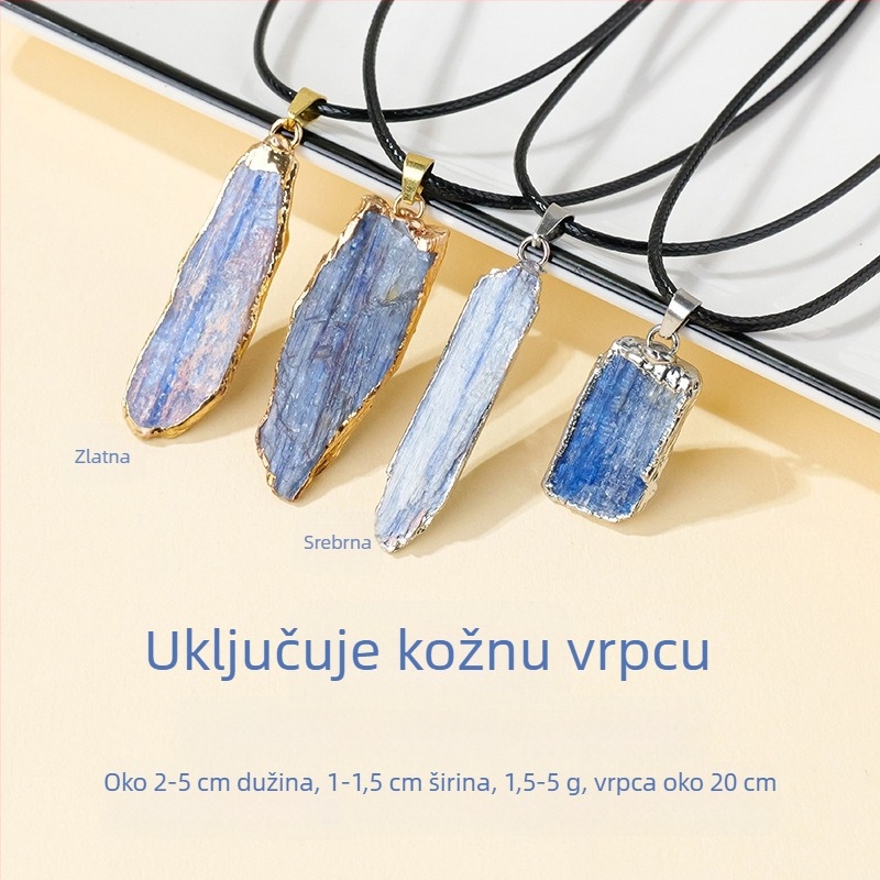 Prekogranični prirodni kristalni cijanit dugi privjesak nepravilnog kristala ogrlica s dugim rubom, veleprodaja dodataka