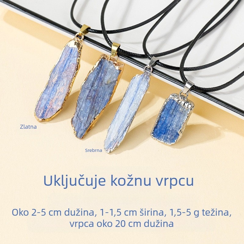 Prekogranični prirodni kristalni cijanit dugi privjesak nepravilnog kristala ogrlica s dugim rubom, veleprodaja dodataka