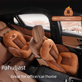 Jastuk za autosjedalicu u jesen i zimu, plišana flis podstava, povećana potpora struku, integrirano sjedalo, jastuk za stražnje sjedalo, neklizajuće toplo, jednostruko sjedalo