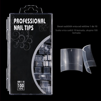 Prekogranični vrući nokti za stopala 100 komada kratkih francuskih ravnih umjetnih noktiju, ekstenzije za nokte, prozirne prirodne, u kutiji