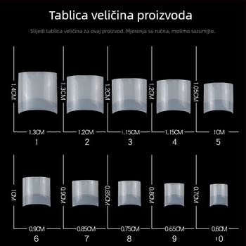 Prekogranični vrući nokti za stopala 100 komada kratkih francuskih ravnih umjetnih noktiju, ekstenzije za nokte, prozirne prirodne, u kutiji