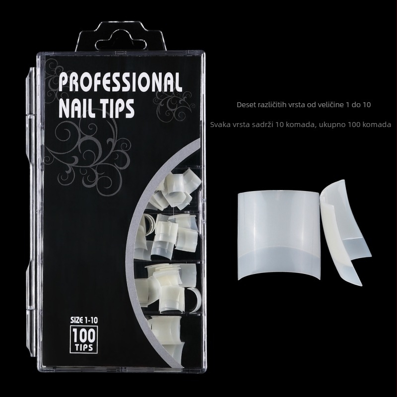 Prekogranični vrući nokti za stopala 100 komada kratkih francuskih ravnih umjetnih noktiju, ekstenzije za nokte, prozirne prirodne, u kutiji