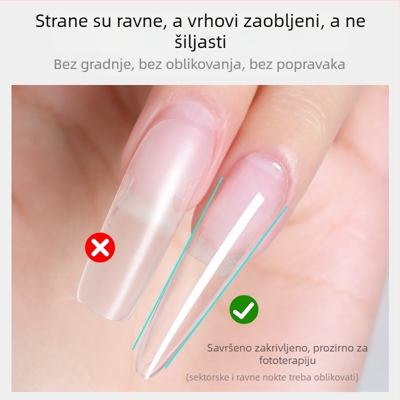 Manikura noktiju, ekstra dugi šiljasti nokti, vitkiji izgled, ultra tanke, ekstenzije za nokte bez tragova, flasteri za nokte bez graviranja i brušenja za salone za nokte