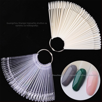 Pločica za nokte, komad za nokte, kratki ovalni nokti, 50 komada s željeznim prstenom, kartica u boji, alat za kartice u boji laka za nokte