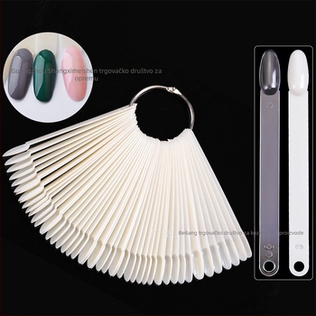 Pločica za nokte, komad za nokte, kratki ovalni nokti, 50 komada s željeznim prstenom, kartica u boji, alat za kartice u boji laka za nokte