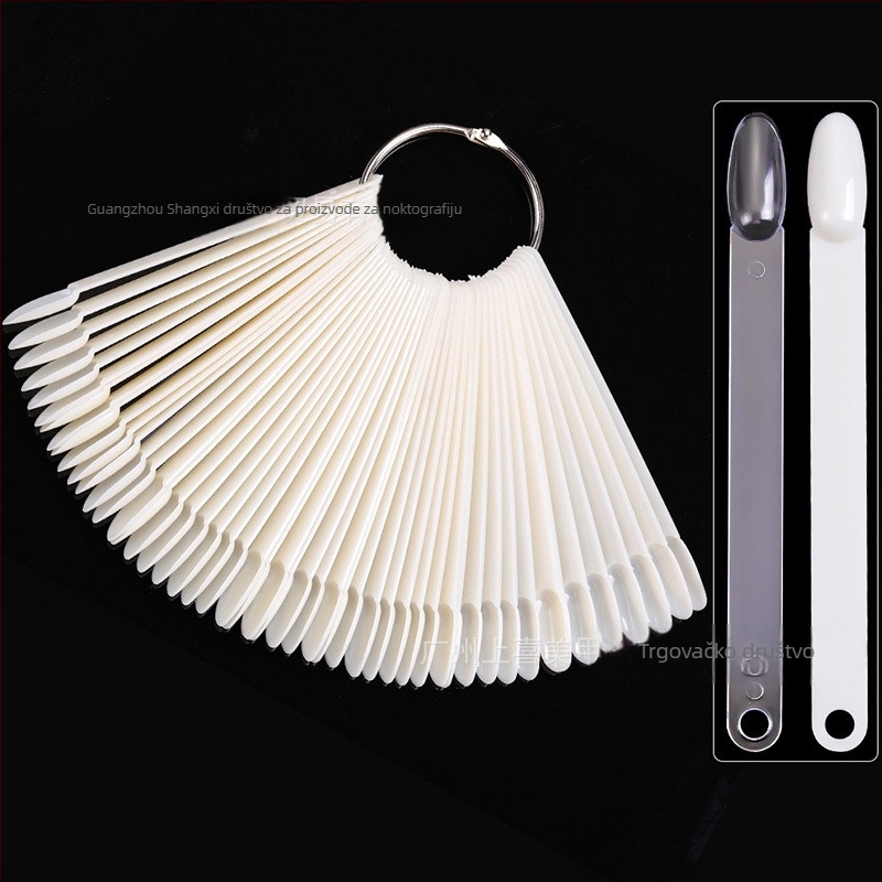 Pločica za nokte, komad za nokte, kratki ovalni nokti, 50 komada s željeznim prstenom, kartica u boji, alat za kartice u boji laka za nokte