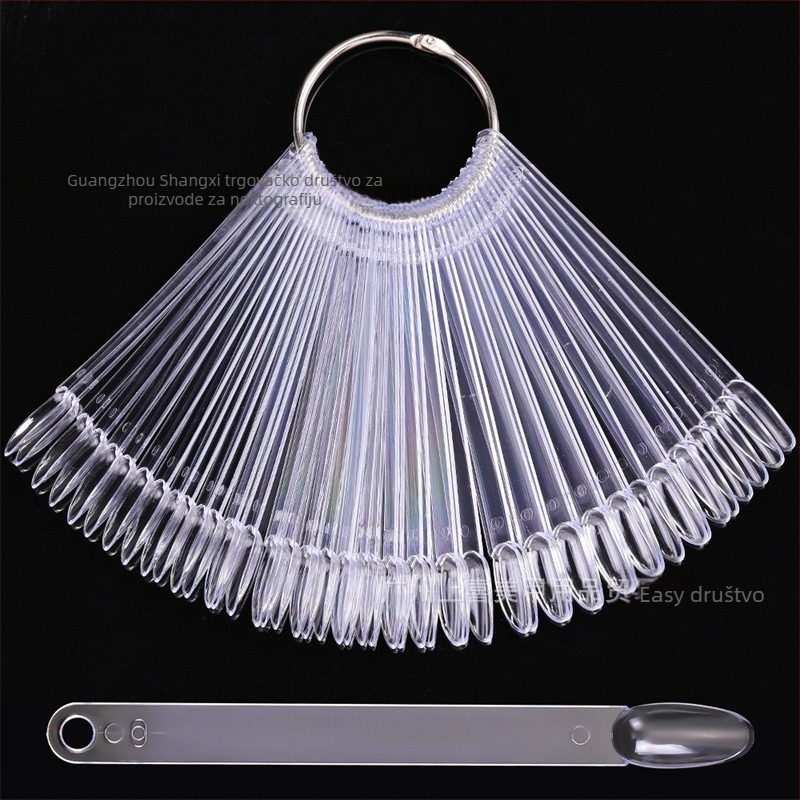 Pločica za nokte, komad za nokte, kratki ovalni nokti, 50 komada s željeznim prstenom, kartica u boji, alat za kartice u boji laka za nokte