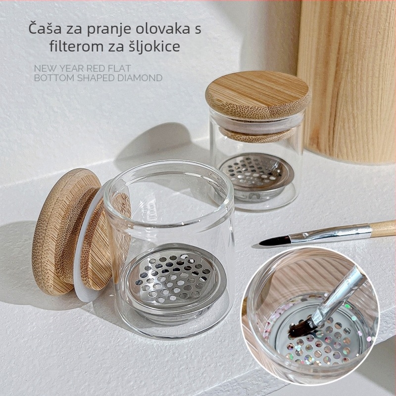 Nova čašica za pranje noktiju s poklopcem filtera, kristalna čašica, olovka za čišćenje laka za nokte, specijalni alati za veleprodaju