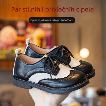 Dječje kožne cipele za proljeće i jesen 2025. Nove dječje cipele s kapom u korejskom stilu, cipele za osnovnu školu, crne, ležerne cipele za djevojčice