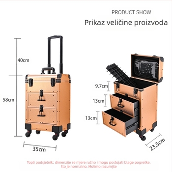 Profesionalna kutija za kozmetiku s povlačnom šipkom, kutija za nokte, kozmetički salon, kutija za alat, nova višeslojna ladica velikog kapaciteta, lagana luksuzna