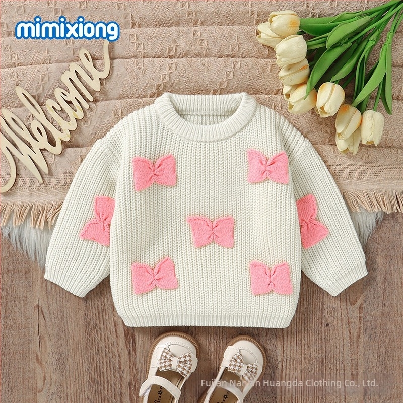 Vruća rasprodaja Jesenski i zimski pleteni top s trodimenzionalnim uzorkom mašne za bebe za muškarce i žene