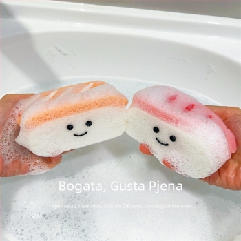 Slatka spužva za kupanje s motivom sushija od škampa, kuglica za kupanje, mekana djevojačka srcolika dječja kupka