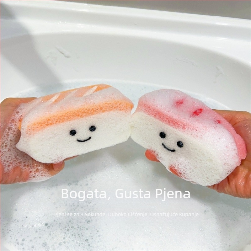 Slatka spužva za kupanje s motivom sushija od škampa, kuglica za kupanje, mekana djevojačka srcolika dječja kupka
