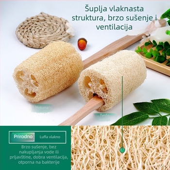 Duga drvena drška četke za kupanje od lufe, četka za kupanje, trljanje pulpe od lufe, ručnik za kupanje, pribor za kupanje, čišćenje bazena, četka za kupanje