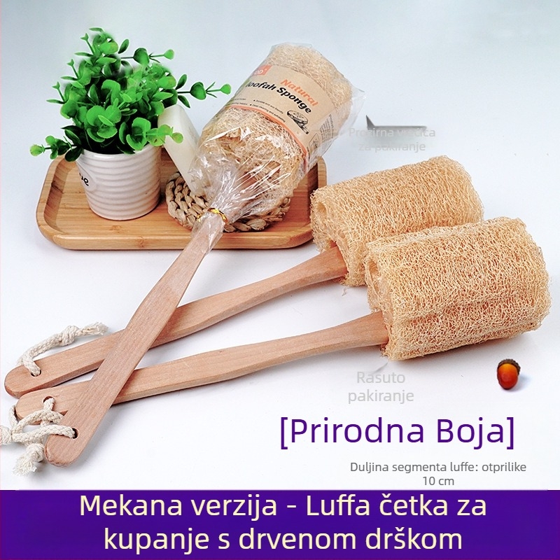 Duga drvena drška četke za kupanje od lufe, četka za kupanje, trljanje pulpe od lufe, ručnik za kupanje, pribor za kupanje, čišćenje bazena, četka za kupanje