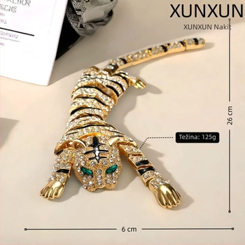 Europski i američki eksplozijski broš s tigrom preko ramena, ženska igla za tešku industriju, modni dijamantom ukrašeni, elegantni kaput i džemper, svestrani