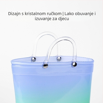 Dječje kišne cipele Ins Foreign Trade Djevojačke kišne čizme Princeza visoke kvalitete Dugine prozirne srednje cijevi neklizajuće vodene cipele za veliku djecu