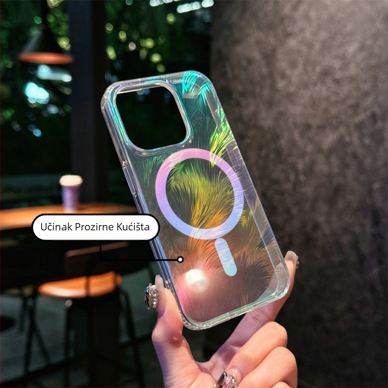 Obojena pređa od perja prikladna za maskicu za mobitel Apple 17, gradijentna boja, magnetska maskica za iPhone 16, zaštitna navlaka za iPhone 16E, preko granice