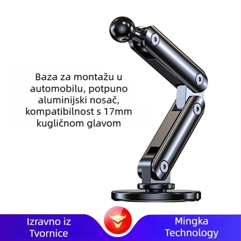 17 mm univerzalni nosač za automobil s kuglastom glavom, baza, ljepljivi sklopivi nastavak, metalni, aluminijski, pribor, podesivi