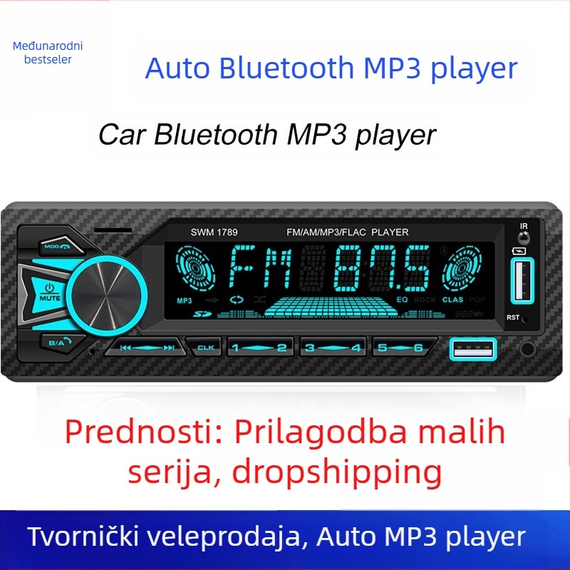Prekogranični automobilski MP3 radio, plug-in kartica za automobil, USB pametni Bluetooth, glazbeni uređaj bez gubitaka, automobilski MP3 player