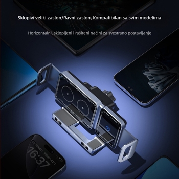 Nosač za mobitel sa sklopivim ekranom u automobilu, novo bežično punjenje iz 2025. za Huawei X5, fiksni nosač za navigaciju Samsung.