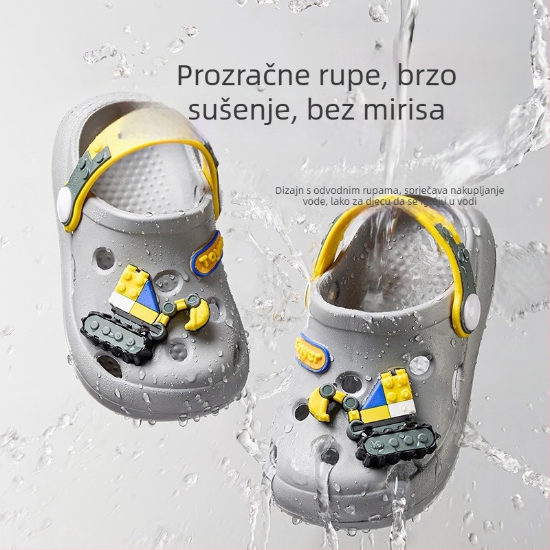 Dječje papuče Excavator za dječake, ljeto 2025., dječje cipele za plažu Baotou, neklizajuće cipele za unutarnju upotrebu