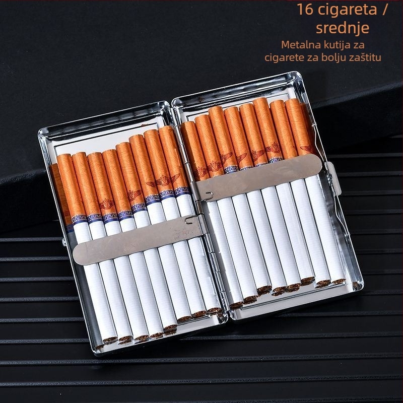 Prekogranična popularna kutija za cigarete od nehrđajućeg čelika, debela, srednja i tanka, univerzalna dvostrana kožna, otporna na vlagu i pritisak