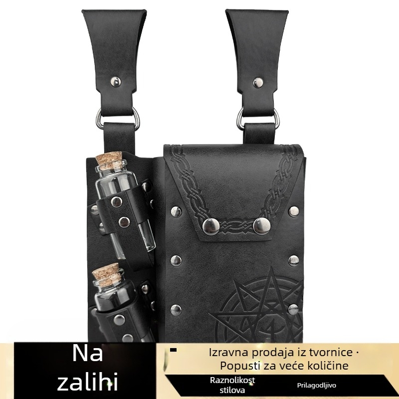 Srednjovjekovna alkemijska kosa dvostruka torba za boce Nordijski vikinški stil Vintage COSPLAY rekviziti Amazon TEMU Preko granice
