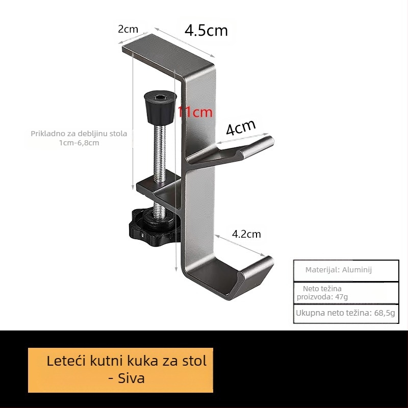 Veleprodajne kuke za ruksake za studentske stolove na zalihi, bočne viseće torbe, bez ljepila, odvojive, jedna kuka za mobilni stol