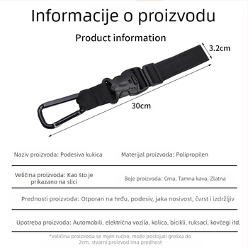 Ruksak za pojas, kopča za brzo vješanje, kopča za vanjsku bocu s vodom, putna planinarska vješalica, kuka za vješanje posude za mineralnu vodu, vrpca za bocu s mineralnom vodom, kopča za vodu