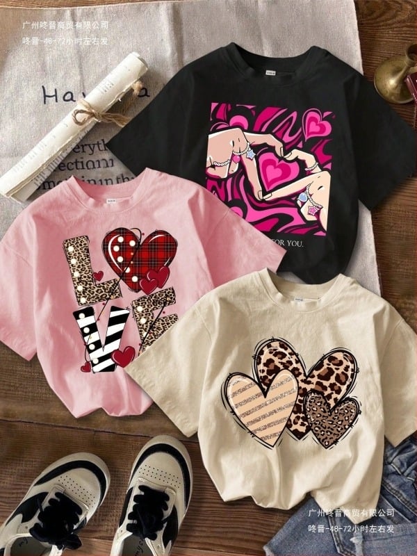 [Prekogranični europski kod] Muška ležerna majica kratkih rukava u stilu Ins, ljetna gesta ljubavi i srca u Harajuku stilu