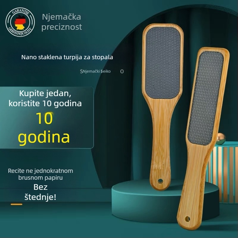 Prekogranična drvena ručka, nano staklena turpija za stopala za uklanjanje mrtve kože, žuljeva, uređaja za pedikuru, zanoktice, trljanja stopala, kamena za brušenje stopala