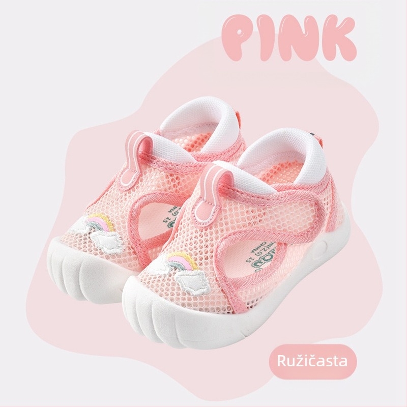 Dječje sandale za djevojčice, ljetne cipele za hodanje za djecu od 0-1-2-3 godine, dječje neklizajuće cipele s mekim potplatom od mrežaste tkanine, zaštita stopala za učenje hodanja