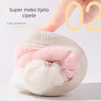 Zimske veleprodajne dječje pamučne cipele s mašnom i zecjim motivima za djecu, dječja torba za unutarnju upotrebu s toplim kućnim pamučnim papučama