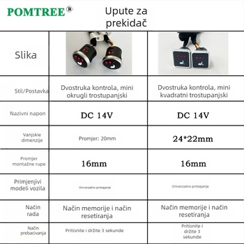 Neutralni model grijača autosjedalice s 12V mini memorijskim prekidačem s tri brzine, 25W grijaća podloga od legirane žice