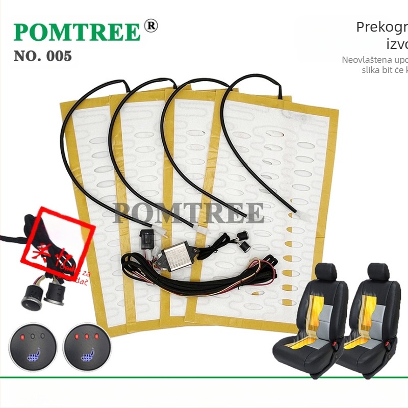 Neutralni model grijača autosjedalice s 12V mini memorijskim prekidačem s tri brzine, 25W grijaća podloga od legirane žice