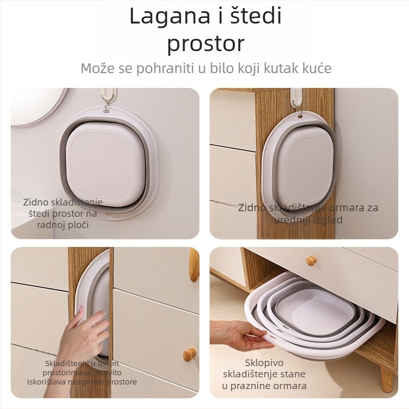 Prijenosni silikonski sklopivi umivaonik, veliki zadebljani umivaonik za pranje povrća, studentski dom, plastični umivaonik za stopala, višenamjenski umivaonik za pranje lica